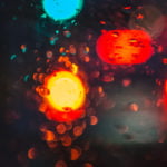 light car blur rain